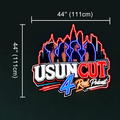 New USUN CUT 4 Real Podcast Custom Led Neon Sign with 44-inch