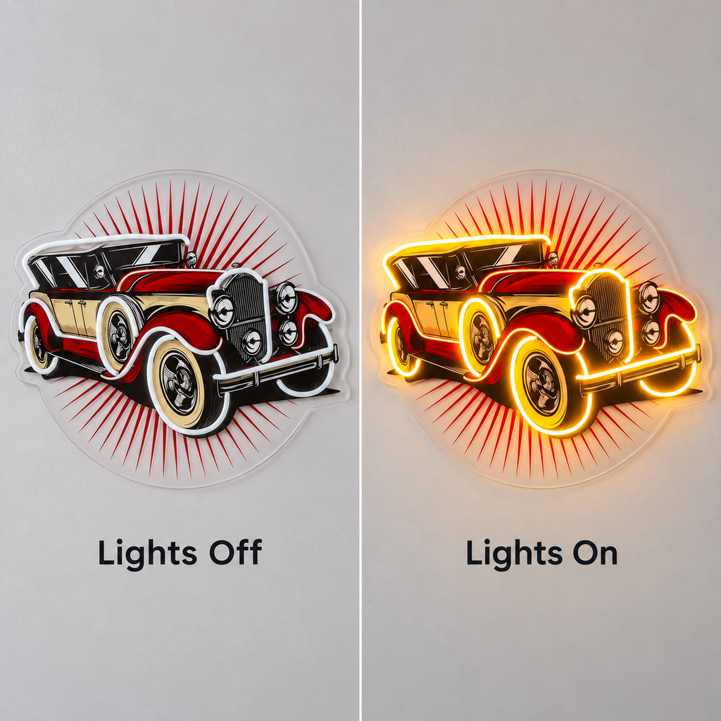Vintage Black Gold Car LED Neon Sign image 3