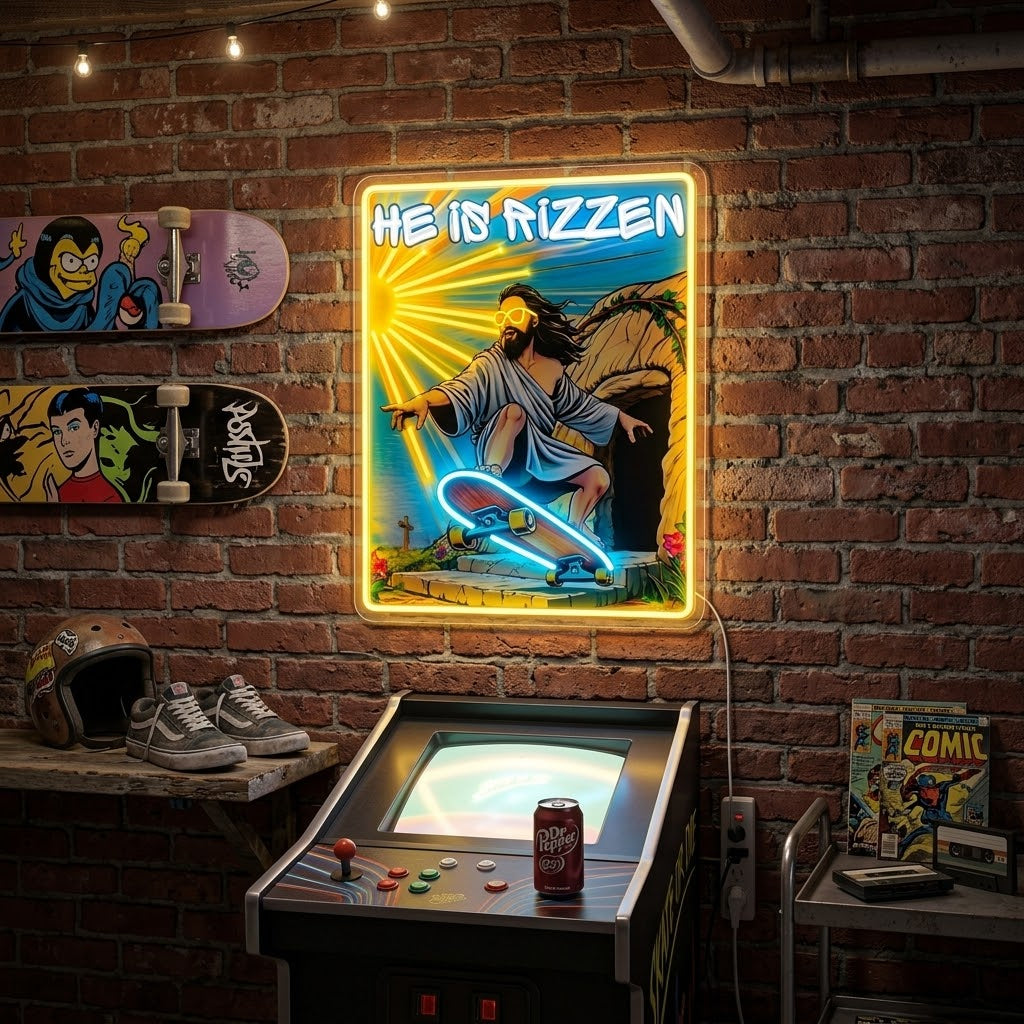 ShineNeon™ He Is Rizzin Vintage Poster Neon Sign USB Power