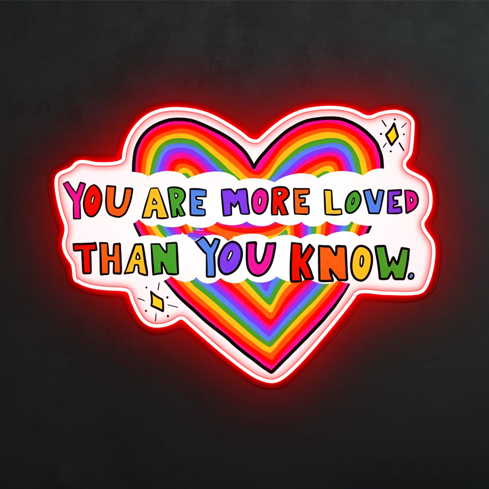 ShineNeon™ You Are More Loved LED Neon Sign - USB Power Rainbow Heart Wall Decor for Home