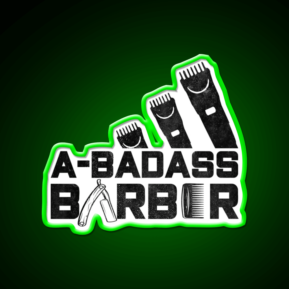 A Badass Barber Vintage Distressed Barber Shop Haircut Led Neon Sign - Shineneon