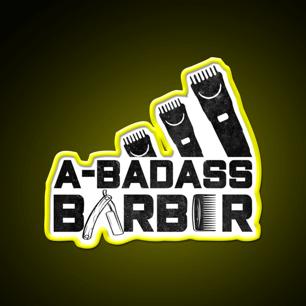A Badass Barber Vintage Distressed Barber Shop Haircut Led Neon Sign - Shineneon
