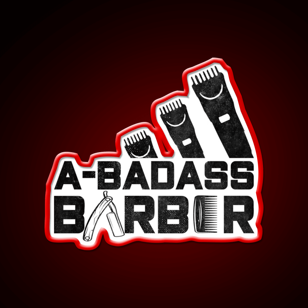 A Badass Barber Vintage Distressed Barber Shop Haircut Led Neon Sign - Shineneon