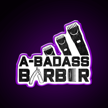 A Badass Barber Vintage Distressed Barber Shop Haircut Led Neon Sign - Shineneon