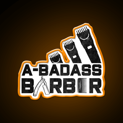 A Badass Barber Vintage Distressed Barber Shop Haircut Led Neon Sign - Shineneon