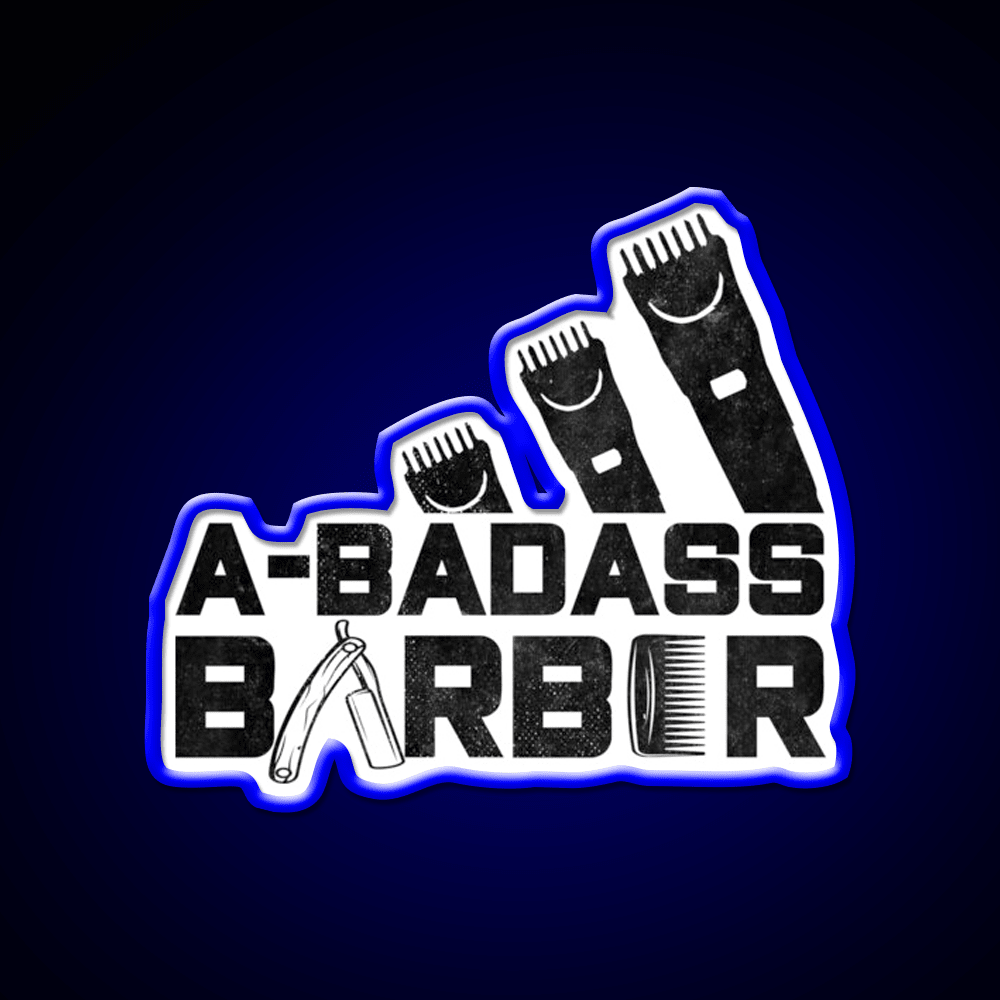 A Badass Barber Vintage Distressed Barber Shop Haircut Led Neon Sign - Shineneon
