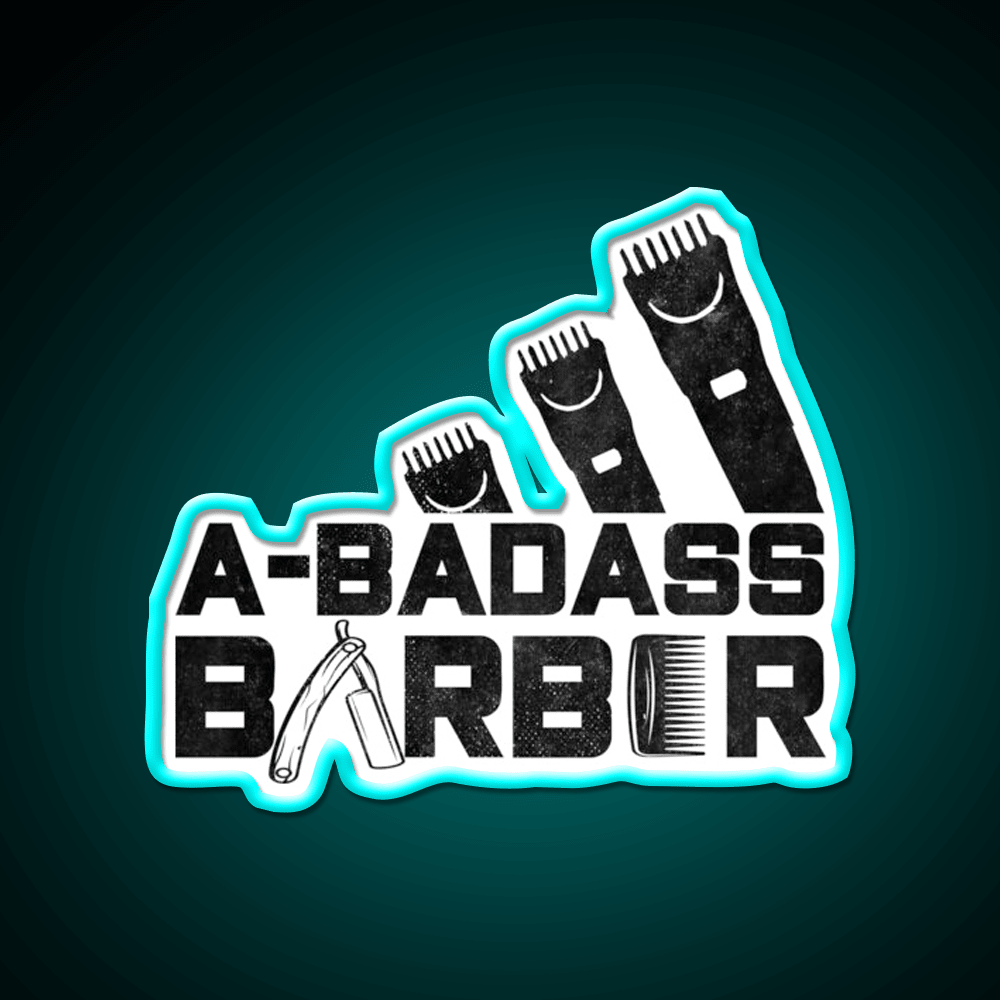 A Badass Barber Vintage Distressed Barber Shop Haircut Led Neon Sign - Shineneon