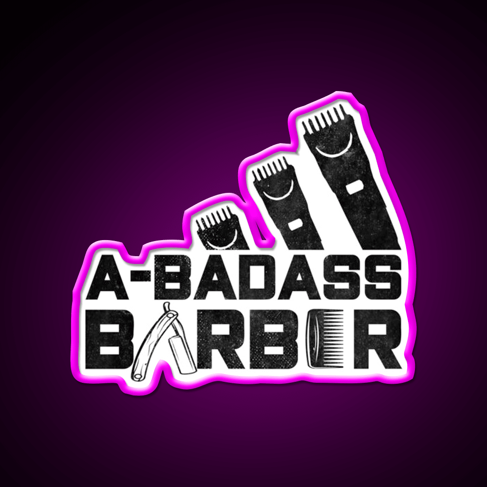 A Badass Barber Vintage Distressed Barber Shop Haircut Led Neon Sign - Shineneon