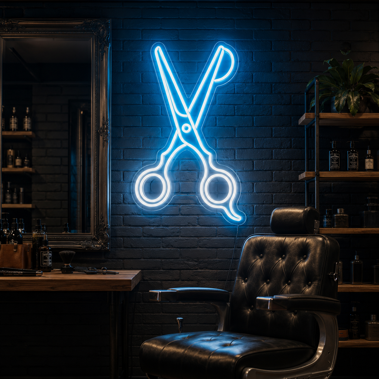 A Barber Shop With Two LED Neon Sign - 01 Original Product Image