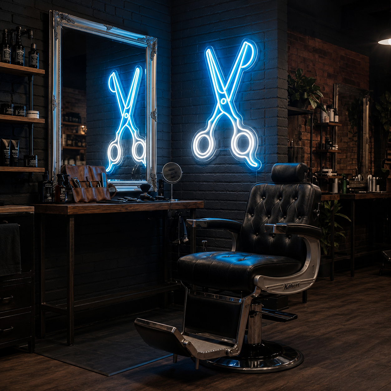 A Barber Shop With Two LED Neon Sign - 03 Real Lifestyle Scene
