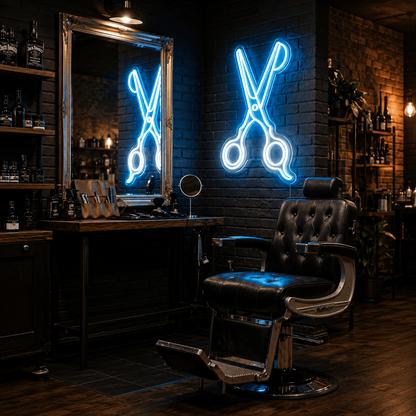 A Barber Shop With Two LED Neon Sign - Shineneon