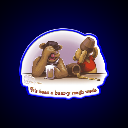 A Beary Rough Week Man Cave Bar Led Neon Sign Rgb Color