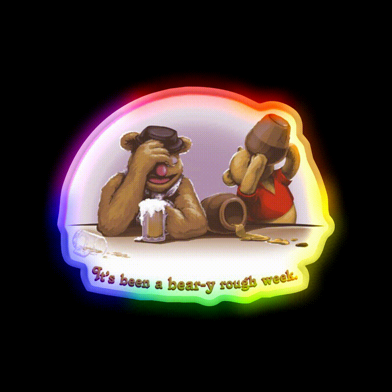 A Beary Rough Week Man Cave Bar Led Neon Sign Rgb Color