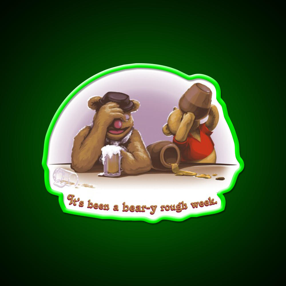 A Beary Rough Week Man Cave Bar Led Neon Sign Rgb Color