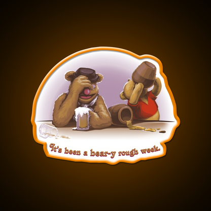 A Beary Rough Week Man Cave Bar Led Neon Sign Rgb Color