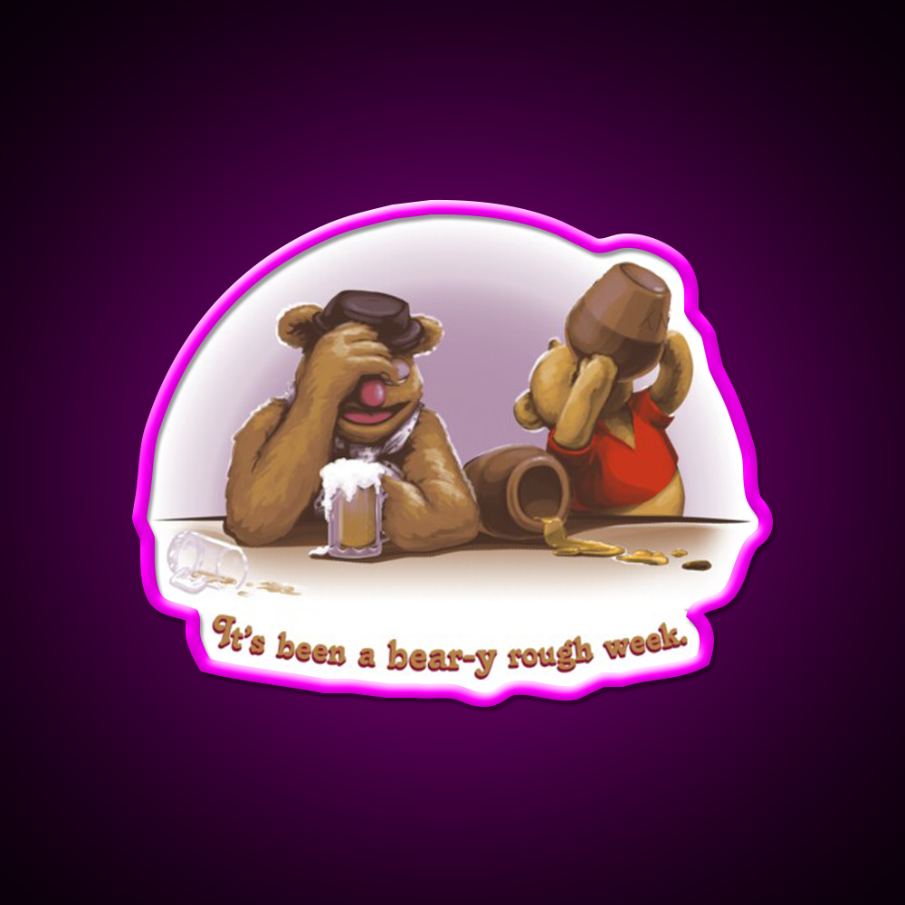 A Beary Rough Week Man Cave Bar Led Neon Sign Rgb Color