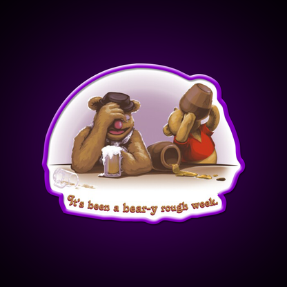 A Beary Rough Week Man Cave Bar Led Neon Sign Rgb Color