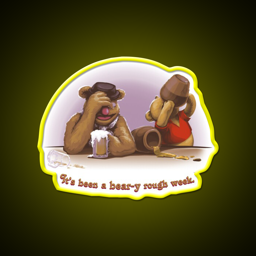 A Beary Rough Week Man Cave Bar Led Neon Sign Rgb Color