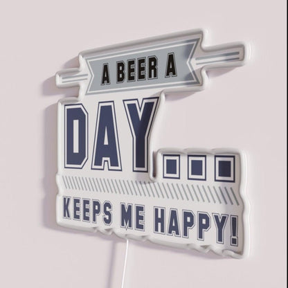 A Beer A Day Keeps Me Happy Rgb Led Neon Sign - Shineneon