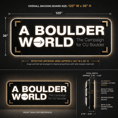 A BOULDER WORLD 3D Frontlit And Backlit Channel Led Light Sign - Shineneon