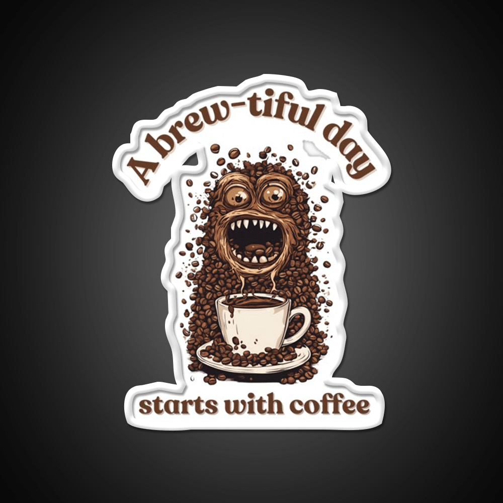 A Brew Tiful Day Starts With Coffee Cafe Led Neon Sign Espresso Bar Art Rgb Color - Shineneon