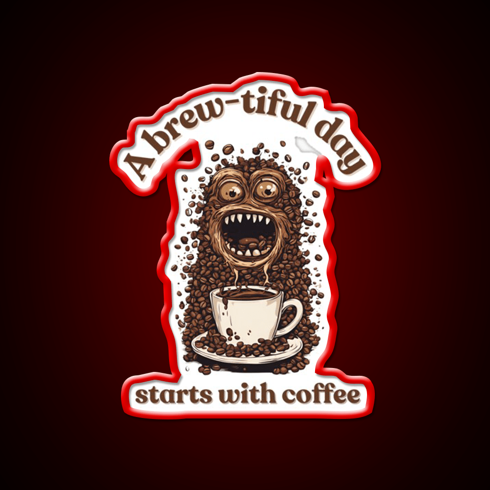 A Brew Tiful Day Starts With Coffee Cafe Led Neon Sign Espresso Bar Art Rgb Color - Shineneon
