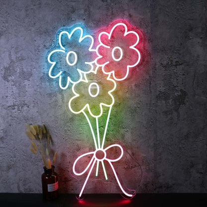 A Brunch Of Colorful Flowers Led Neon Sign - Shineneon