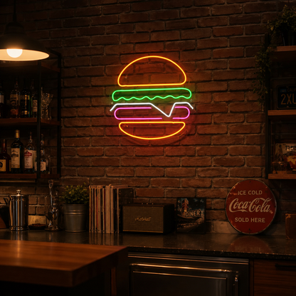 A Burger On Wall Decor LED Neon Sign - 03 Real Lifestyle Scene