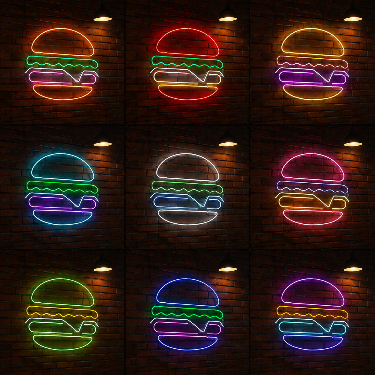 A Burger On Wall Decor LED Neon Sign - 05 Color Grid