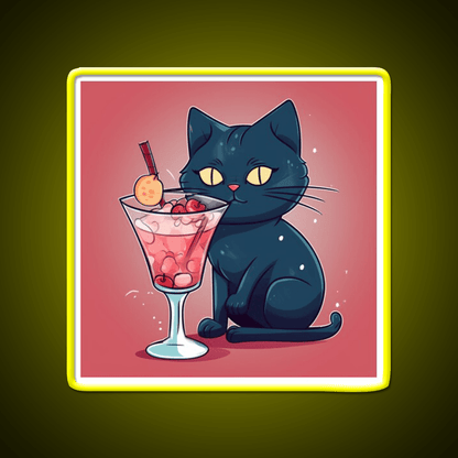 A Cat Drinks Cocktail Bar Decor Led Neon Sign Rgb Color - Shineneon