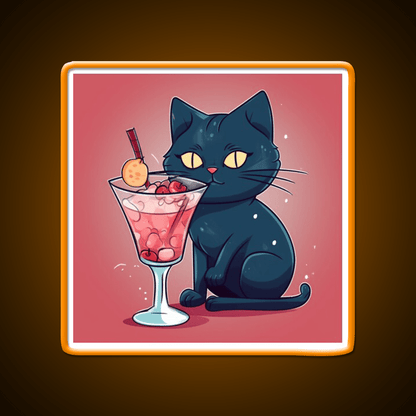A Cat Drinks Cocktail Bar Decor Led Neon Sign Rgb Color - Shineneon