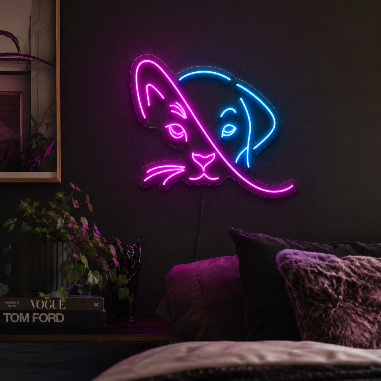 A Cat's Head Is Lit LED Neon Sign - 02 High-Converting Product Image