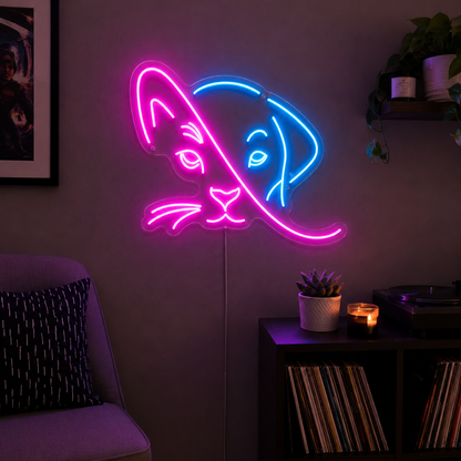 A Cat's Head Is Lit LED Neon Sign - 03 Real Lifestyle Scene