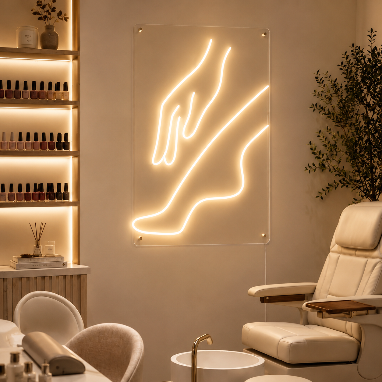 A Chair Sitting Next To LED Neon Sign - 01 Original Product Image