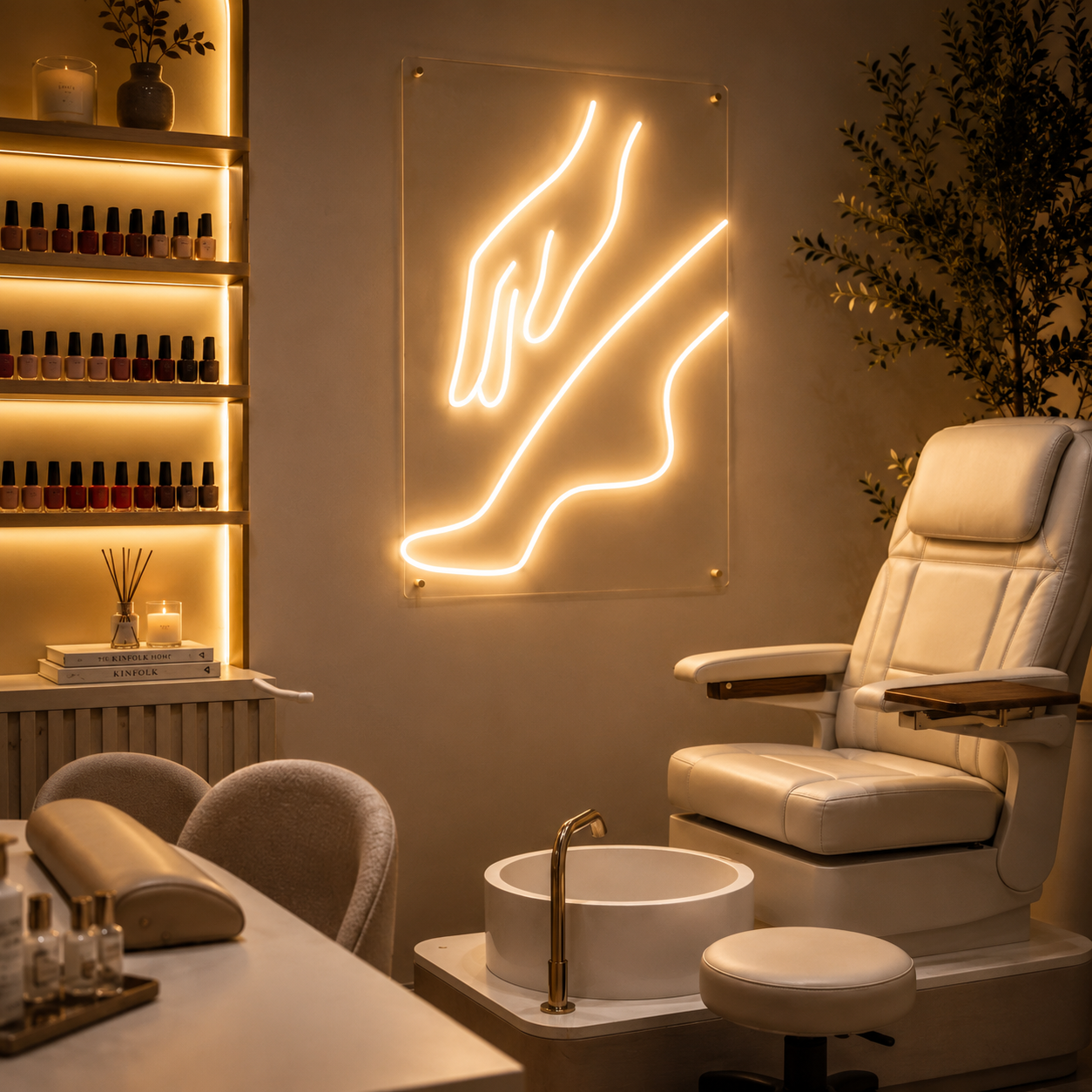 A Chair Sitting Next To LED Neon Sign - 02 High-Converting Product Image