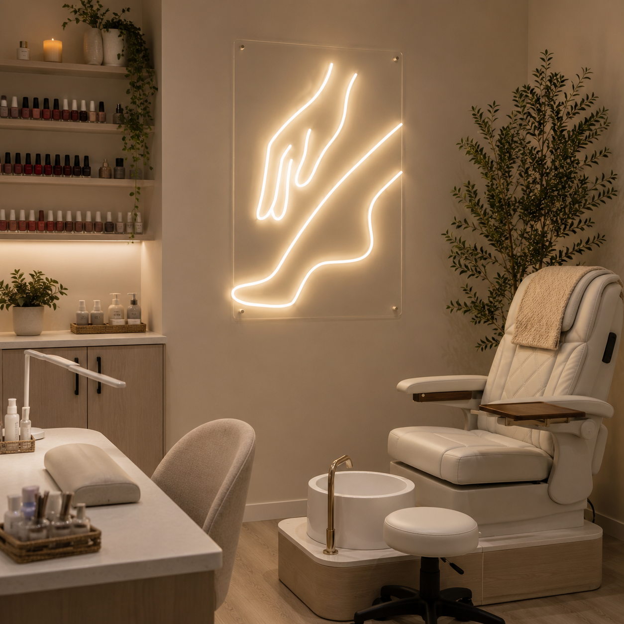 A Chair Sitting Next To LED Neon Sign - 03 Real Lifestyle Scene