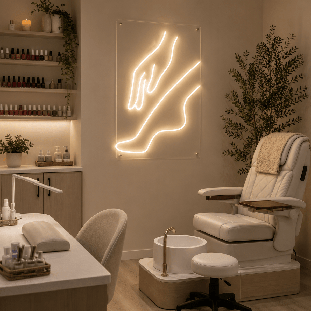 A Chair Sitting Next To LED Neon Sign - Shineneon