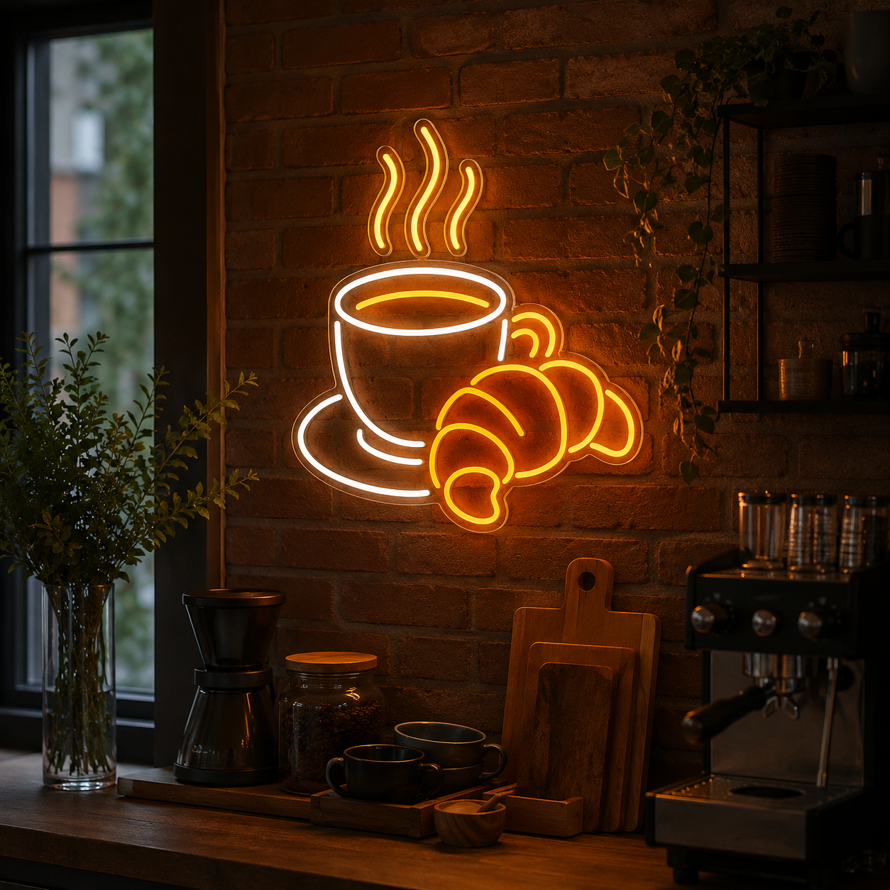 A Coffee Cup And Some LED Neon Sign - 03 Real Lifestyle Scene