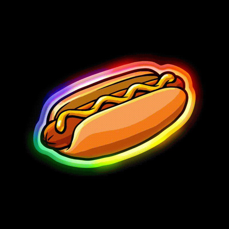 A Delicious Hot Dog Fast Food Led Neon Sign For Burger Place Rgb Color - LED neon sign close-up detail