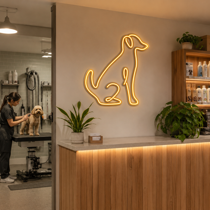 A Dog Is Sitting In LED Neon Sign - 03 Real Lifestyle Scene