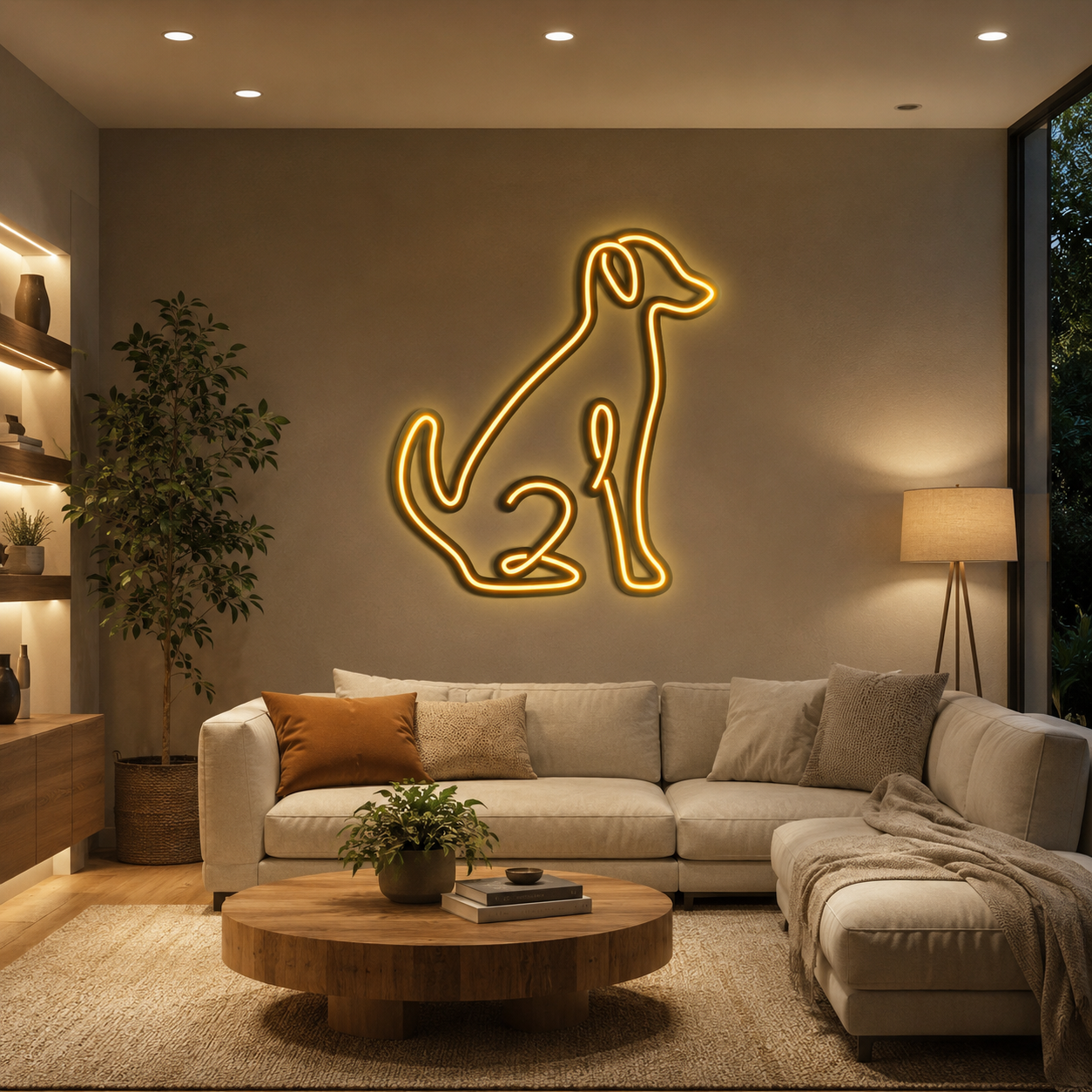 A Dog Is Sitting In LED Neon Sign - 04 Size Image