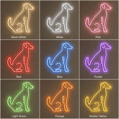A Dog Is Sitting In LED Neon Sign - 05 Color Grid
