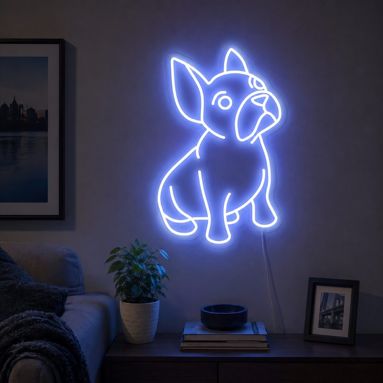 A Dog Laying On The LED Neon Sign - 03 Real Lifestyle Scene