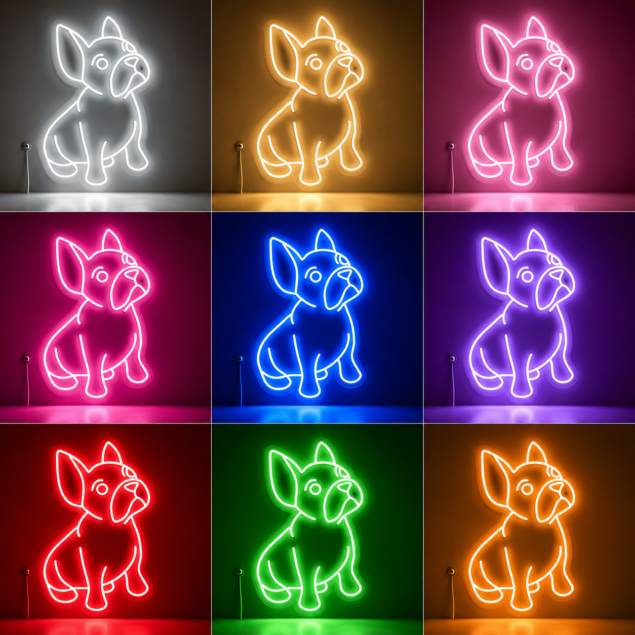 A Dog Laying On The LED Neon Sign - 05 Color Grid