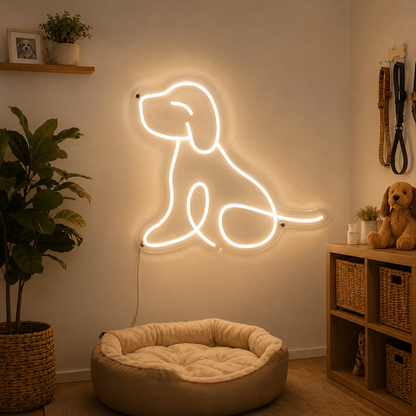 A Dog Sitting LED Neon Sign - 03 Real Lifestyle Scene