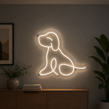 A Dog Sitting LED Neon Sign - 04 Size Image