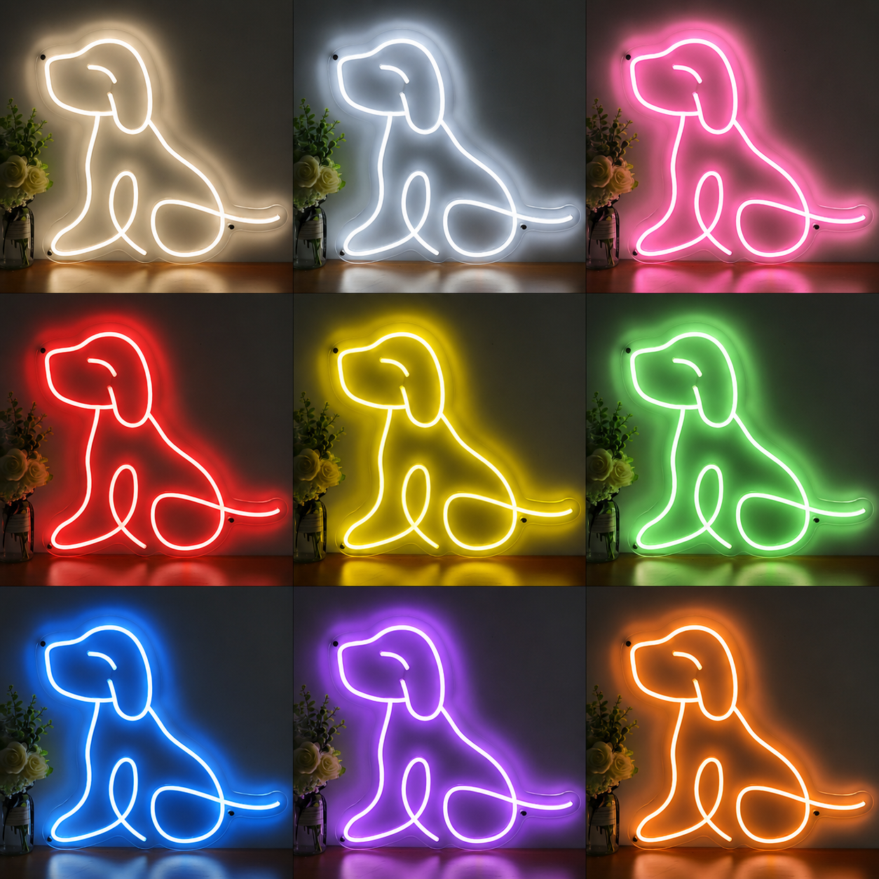 A Dog Sitting LED Neon Sign - 05 Color Grid