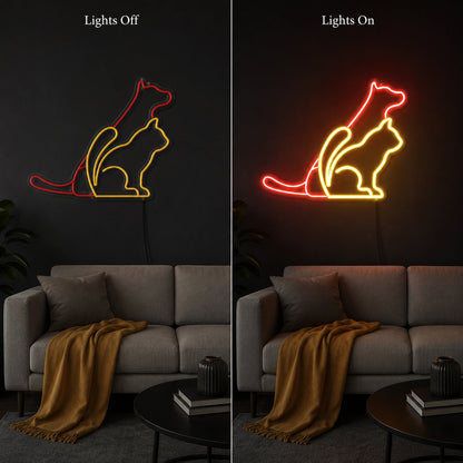 A Dog Sitting On Top LED Neon Sign - 06 Day Night Comparison