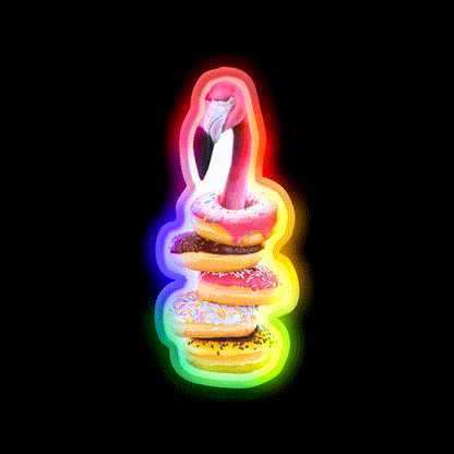 A Famished Flamingo Snack Food Led Neon Sign Rgb Color - LED neon sign close-up detail