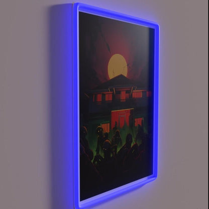 A Group Of Zombies In Front Of A House Rgb Led Neon Sign - Shineneon